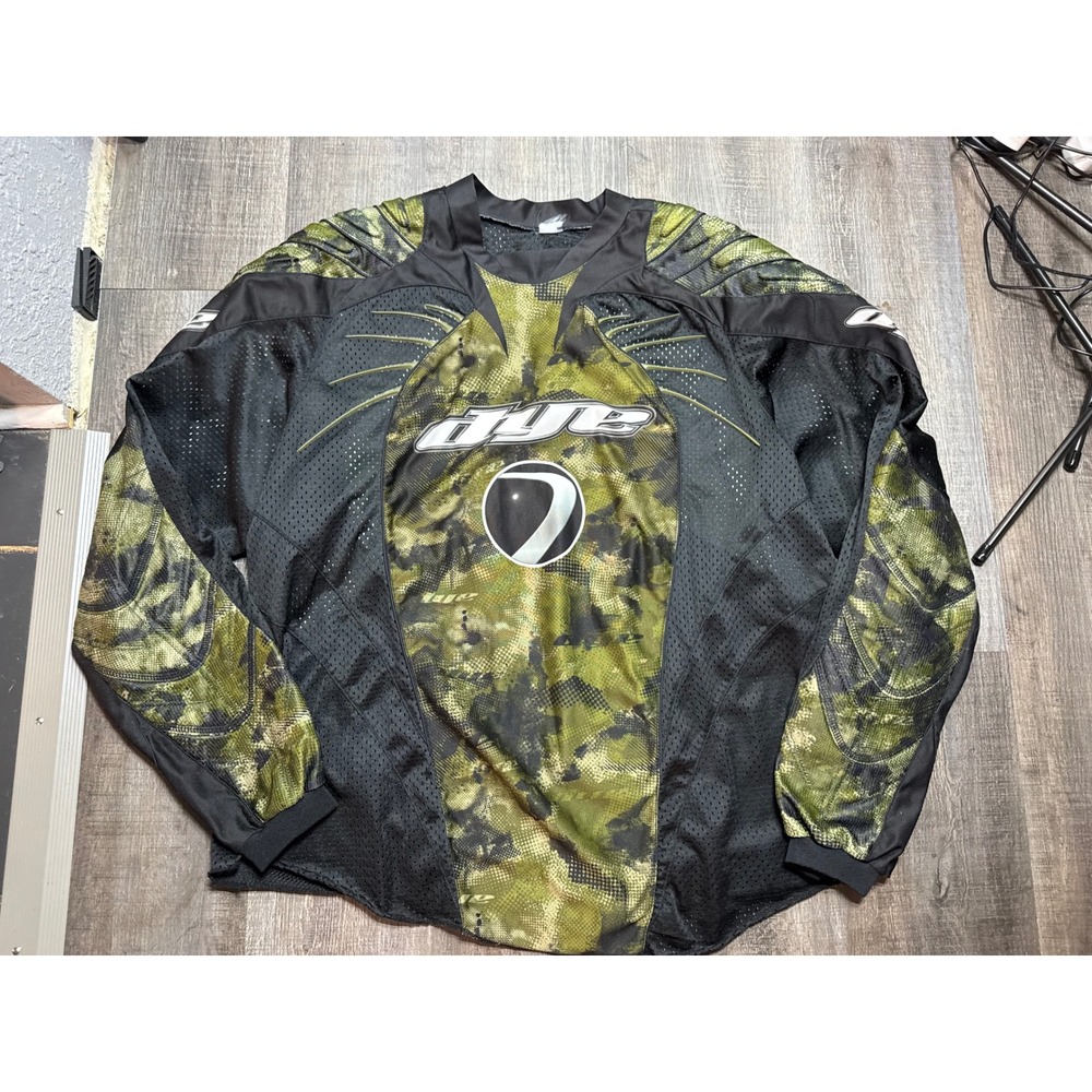 Dye Paintball Jersey Green Camo Black Padded Mesh Tactical Mens XL